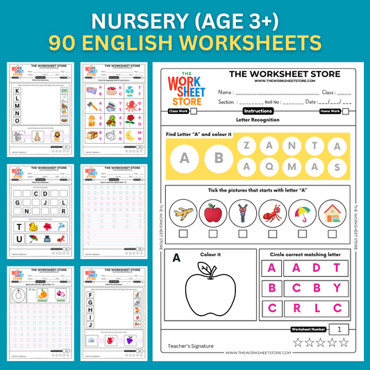 English Worksheets for Nursery (Age 3+) | 90 Pages