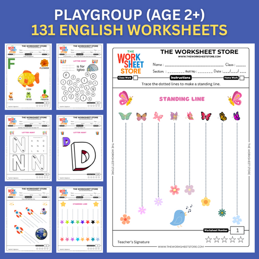 English Worksheets for Playgroup (Age 2+) | 131 Pages