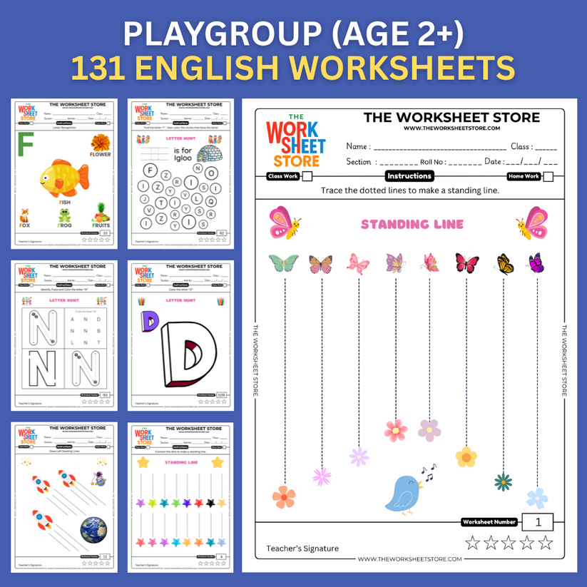 English Worksheets for Playgroup (Age 2+) | 131 Pages – The Worksheet Store