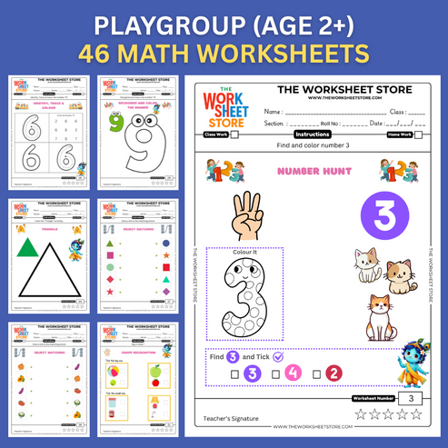 Math Worksheets for Playgroup (Age 2+) | 46 Pages – The Worksheet Store